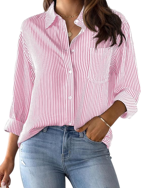 Women's Striped Button-Down Shirt by Chelsea and Theodore